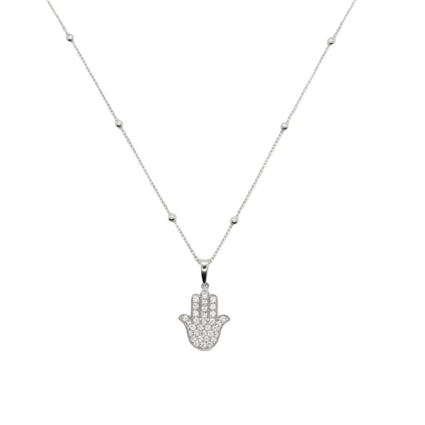 0.18ct Diamond Hamsa Pendant in 9ct White Gold
