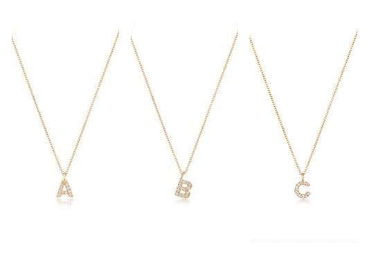 18ct Gold and Diamond Alphabet Initial Pendant and Chain