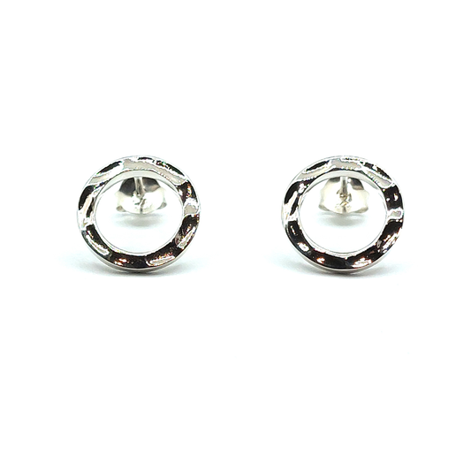Circle Stud Earrings in Sterling Silver