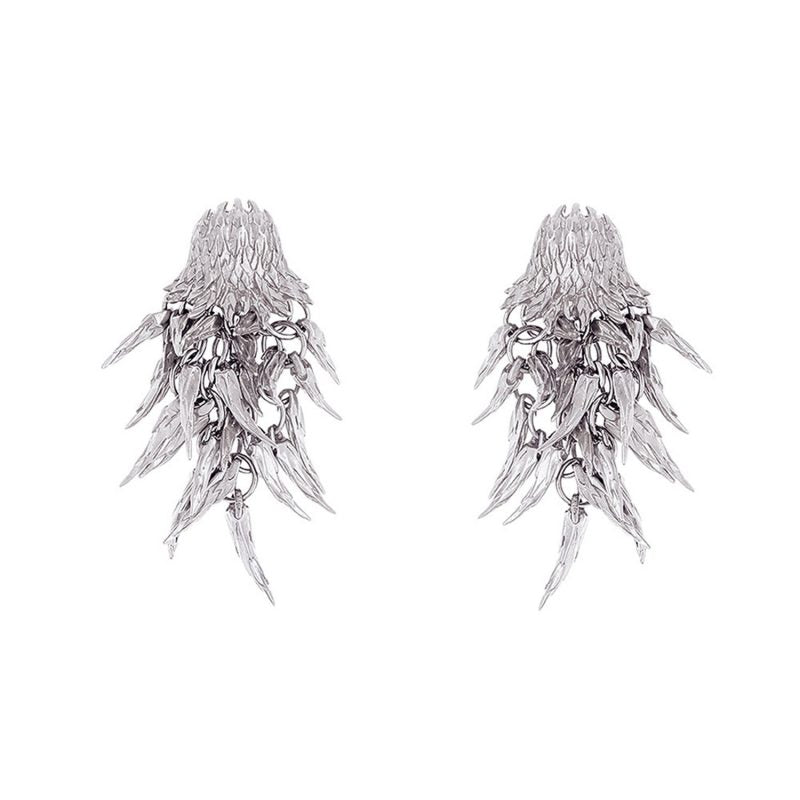 Dionysus Bear Drop Earrings Stainless Steel Silver