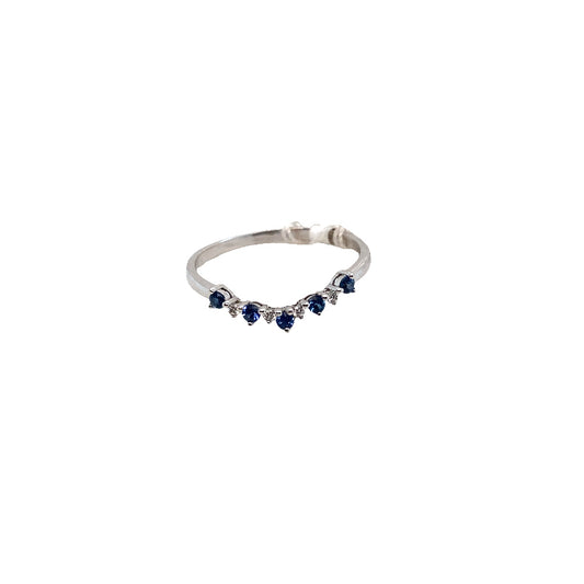 Diamond and Sapphire Shaped Eternity Ring In White Gold