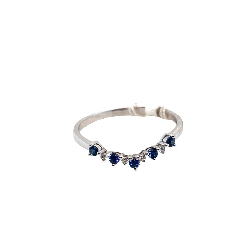 Diamond and Sapphire Shaped Eternity Ring In White Gold
