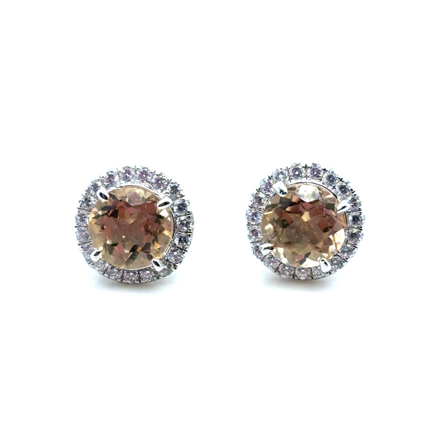 Citrine and Cz Silver studs