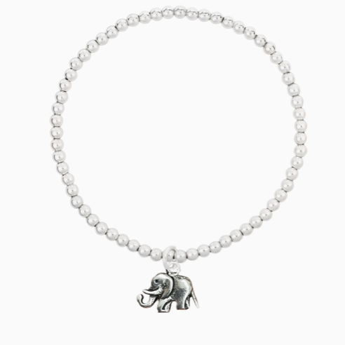 925 Silver Beaded Bracelet with Elephant Charm