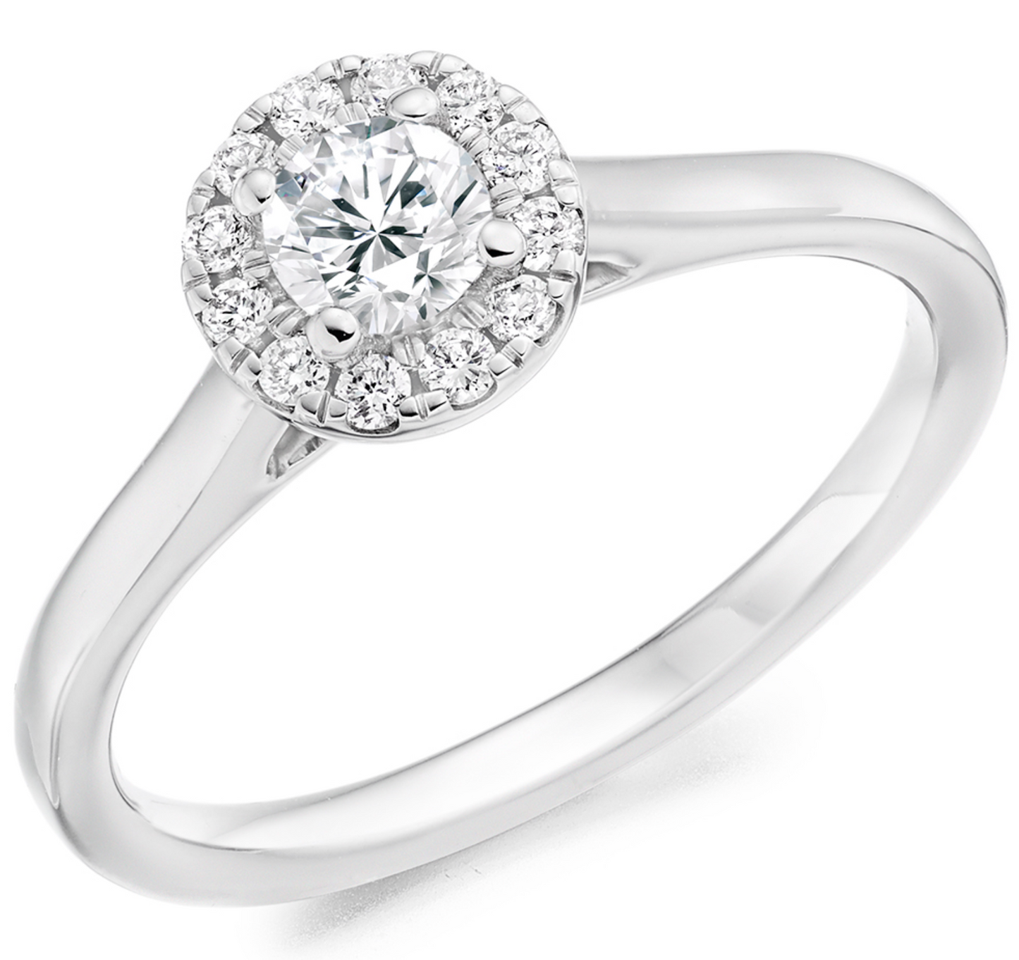 Round Brilliant Cut Diamond Cluster Engagement Ring 0.30ct