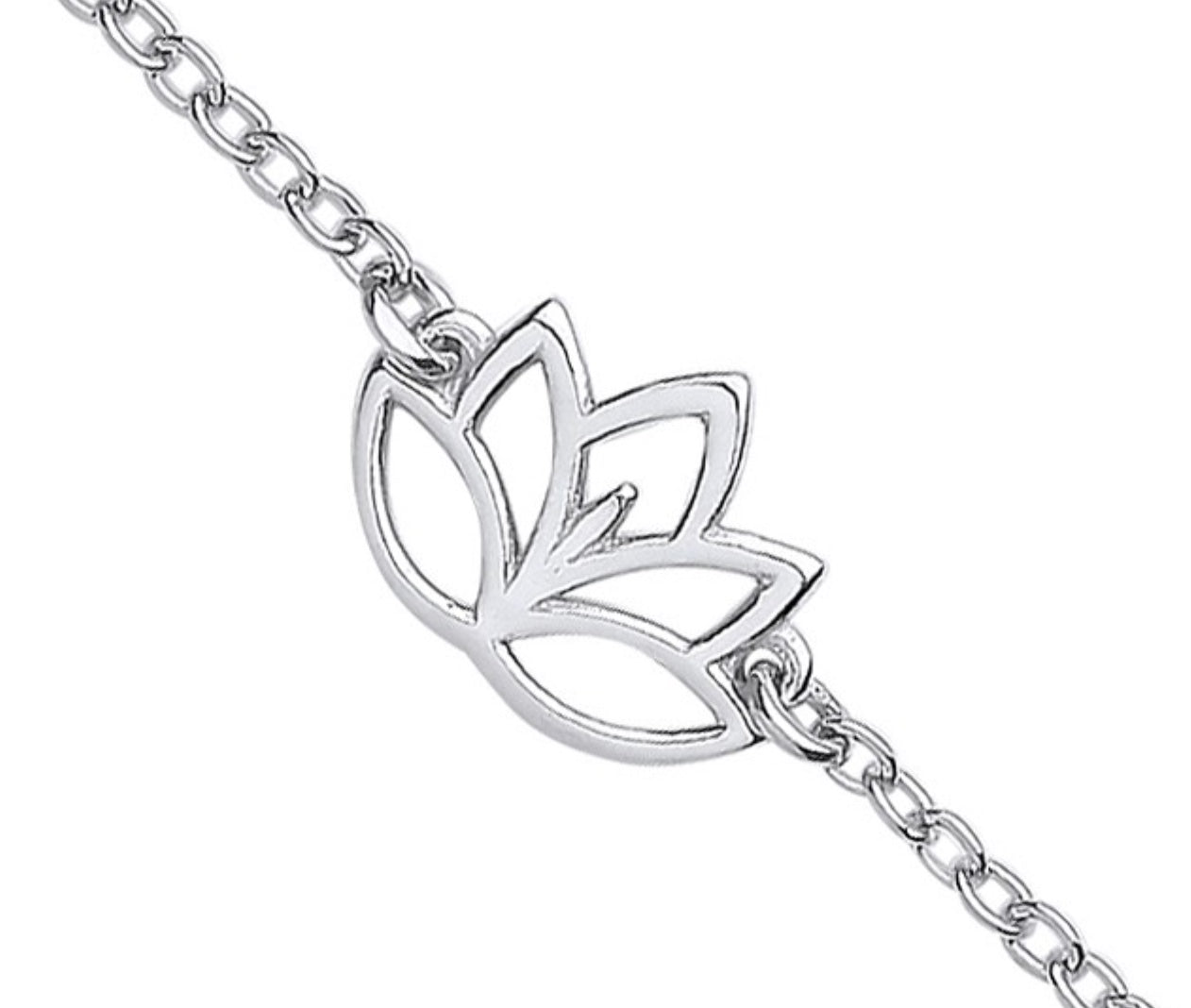 Sterling Silver Lotus Flower Motif Bracelet