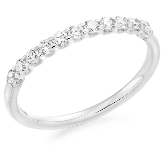 Platinum half eternity band, 0.33cts round brilliant lab grown diamonds