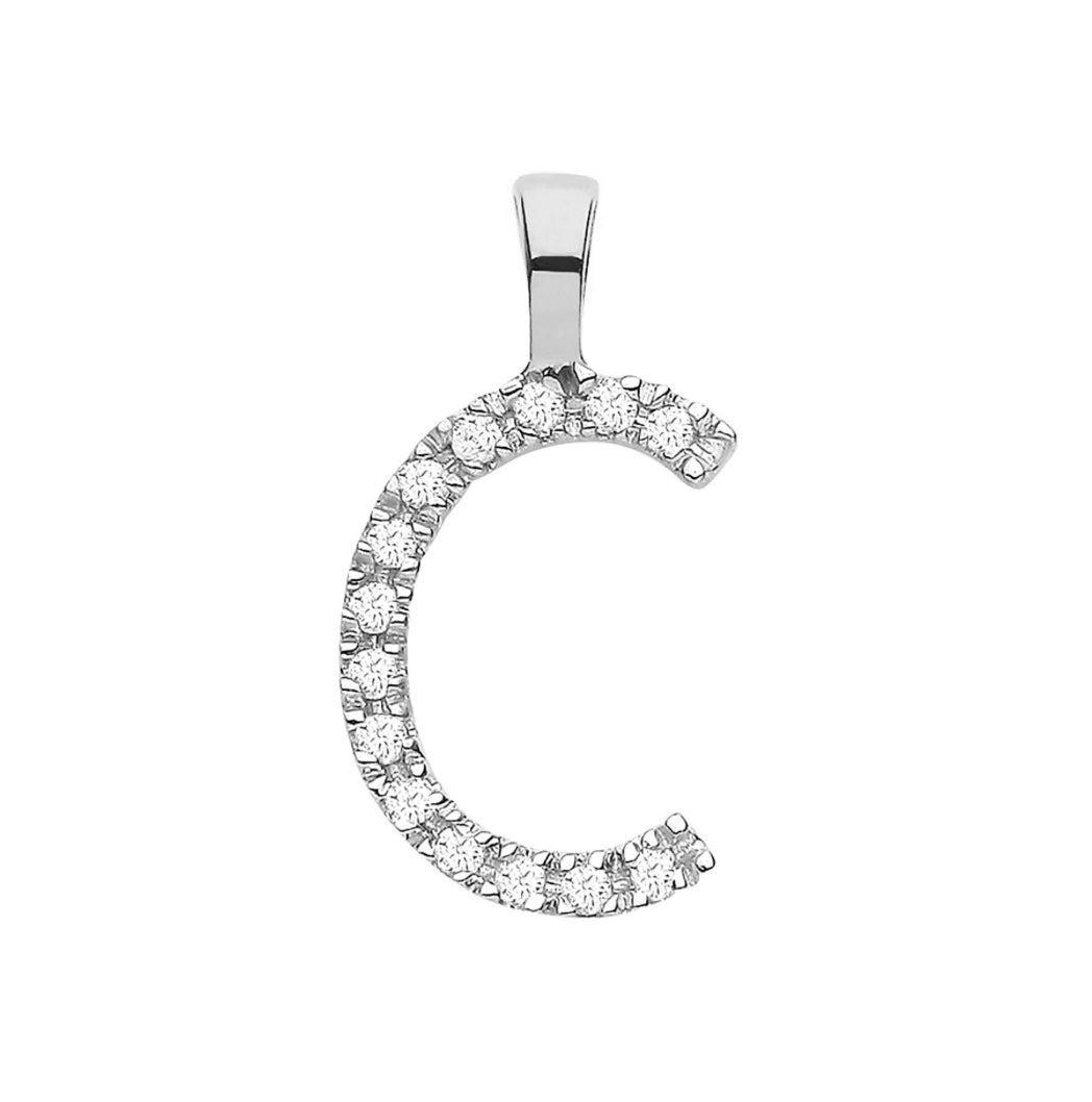 Diamond and White Gold "C" Initial Pendant