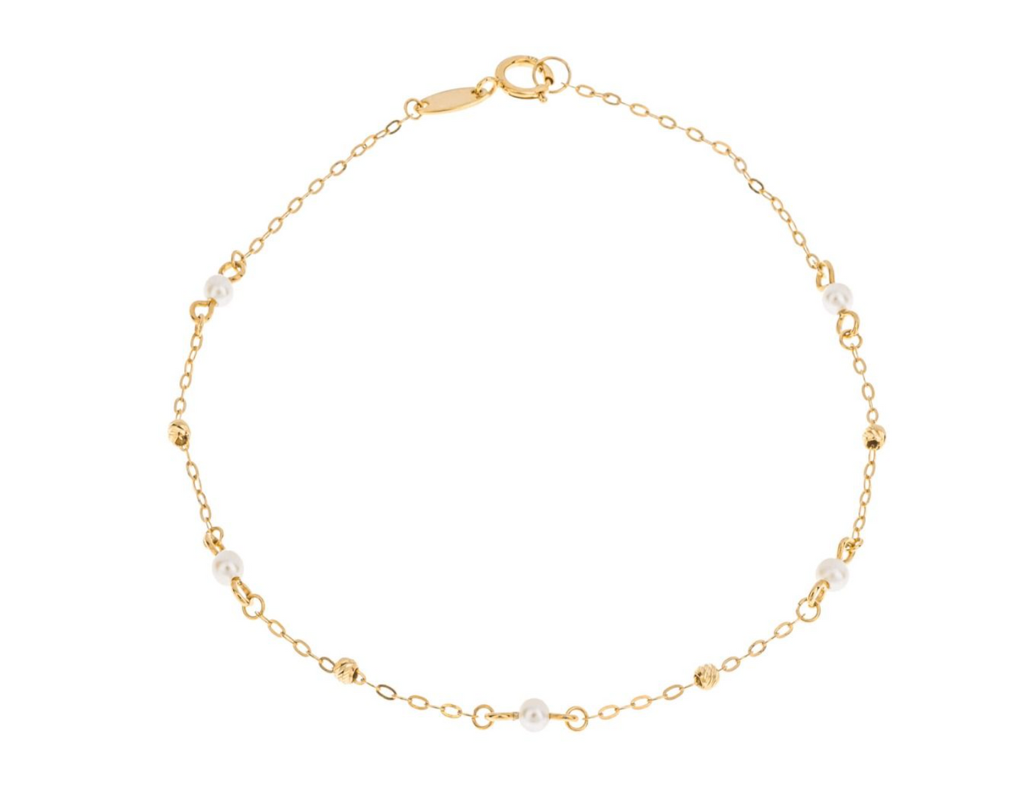 9ct yellow gold freshwater pearl trace bracelet