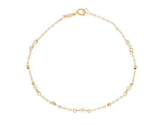 9ct yellow gold freshwater pearl trace bracelet