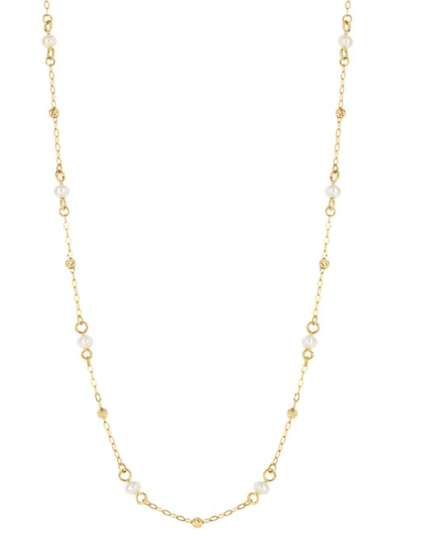 9ct yellow gold freshwater pearl necklace