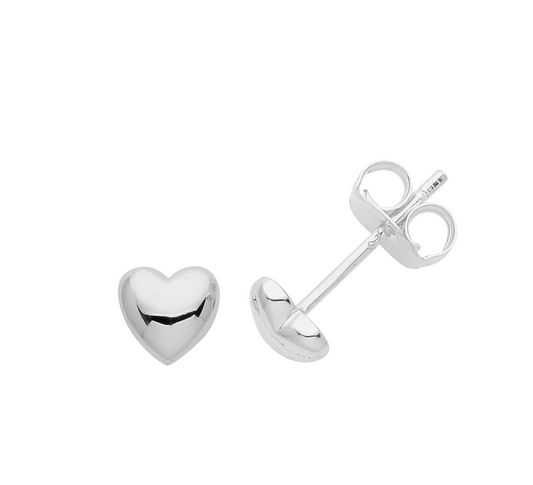 silver rhodium heart studs