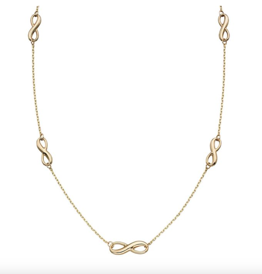 9ct yellow gold infinity necklace