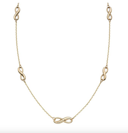 9ct yellow gold infinity necklace