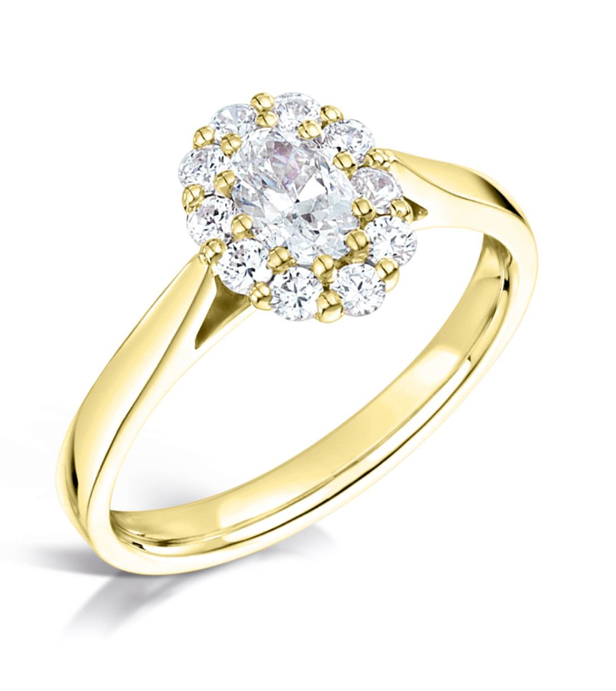 Vintage Style Oval Cluster Engagement Ring