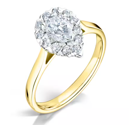 Pear Cut Halo Diamond Engagement Ring