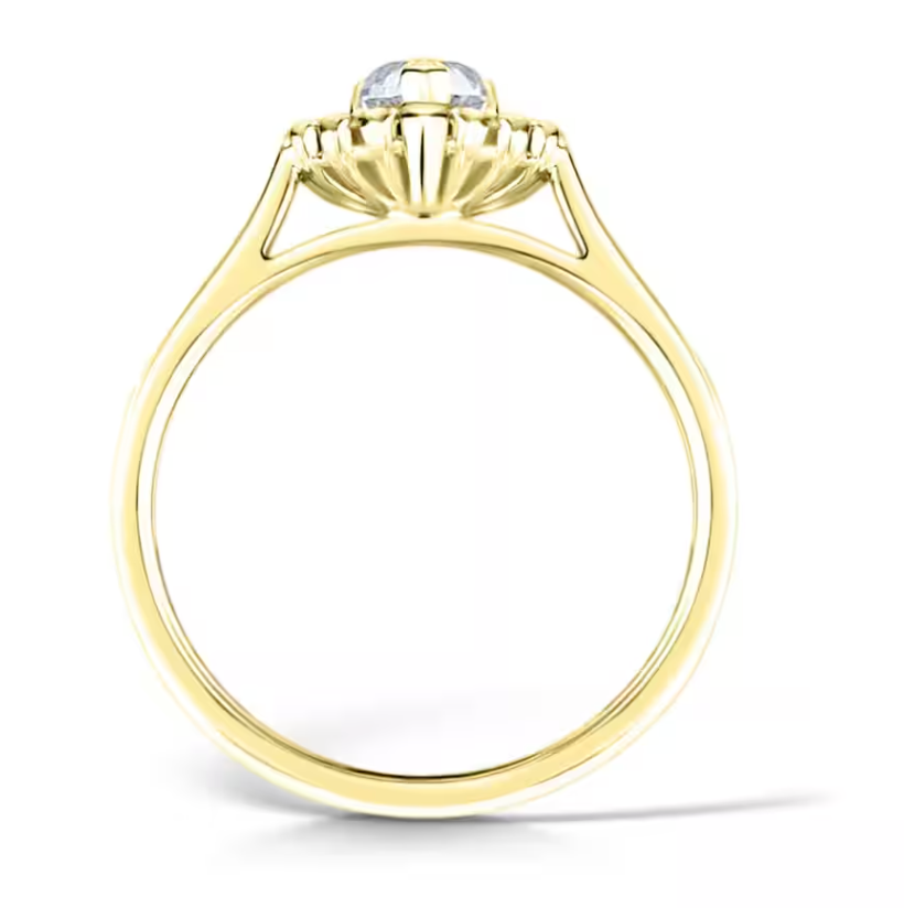 Pear Cut Halo Diamond Engagement Ring