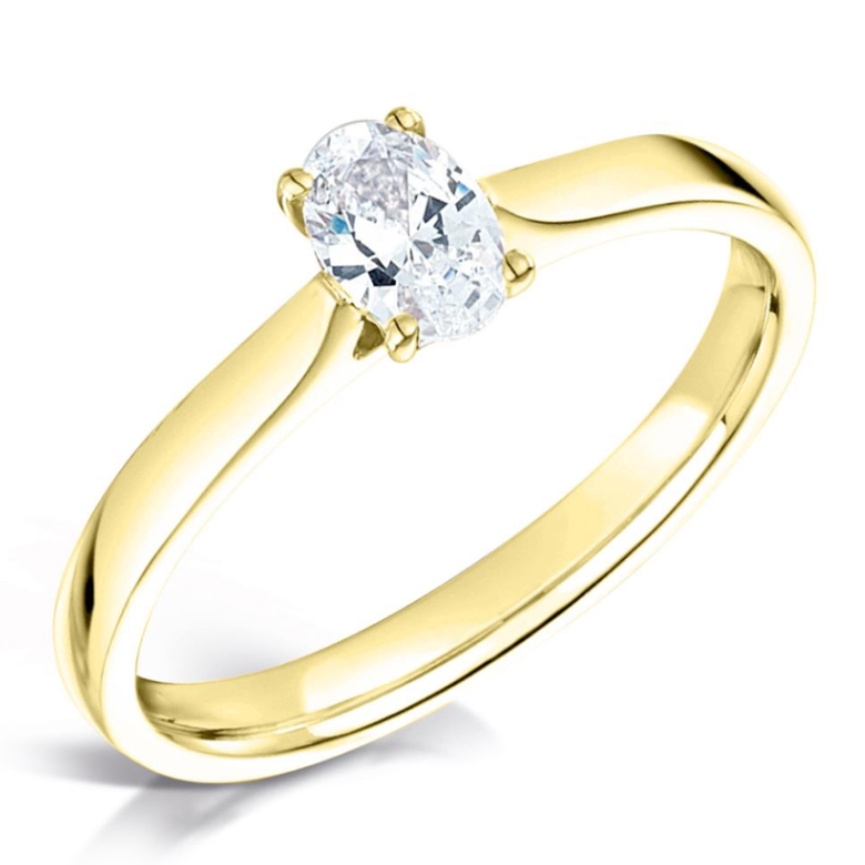 Oval White Diamond Solitare Diamond Engagement Ring