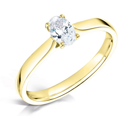 Oval White Diamond Solitare Diamond Engagement Ring