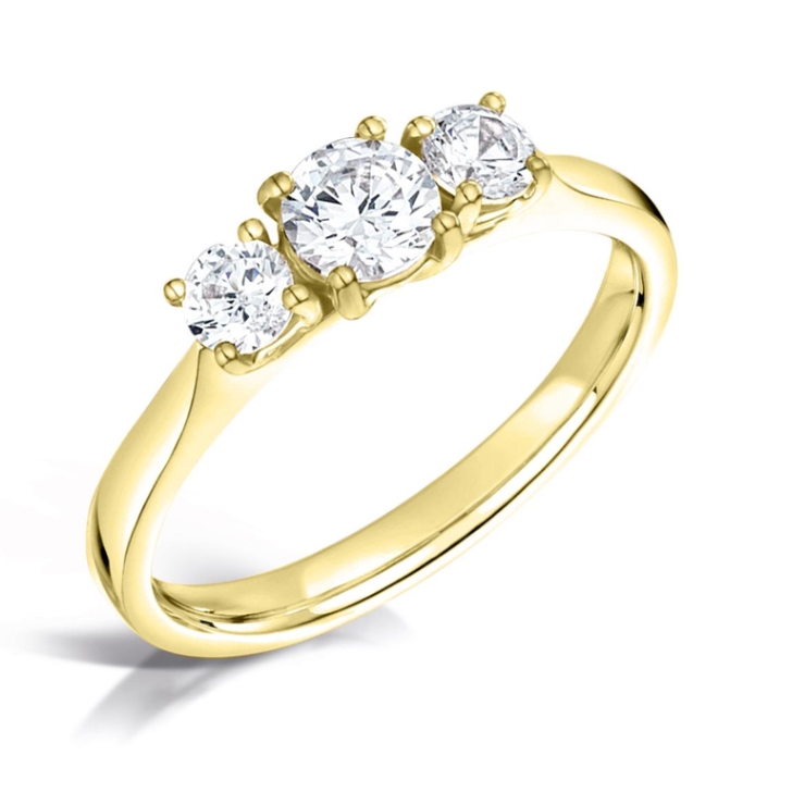 Round White Diamond Trilogy Three Stone Engagement Ring