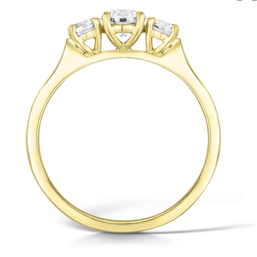 Round White Diamond Trilogy Three Stone Engagement Ring