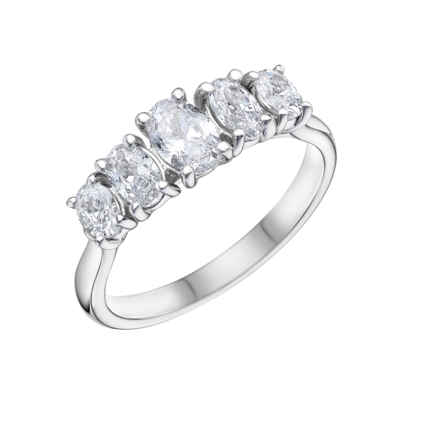 Five Stone Oval Diamond Claw Set Engagement Ring