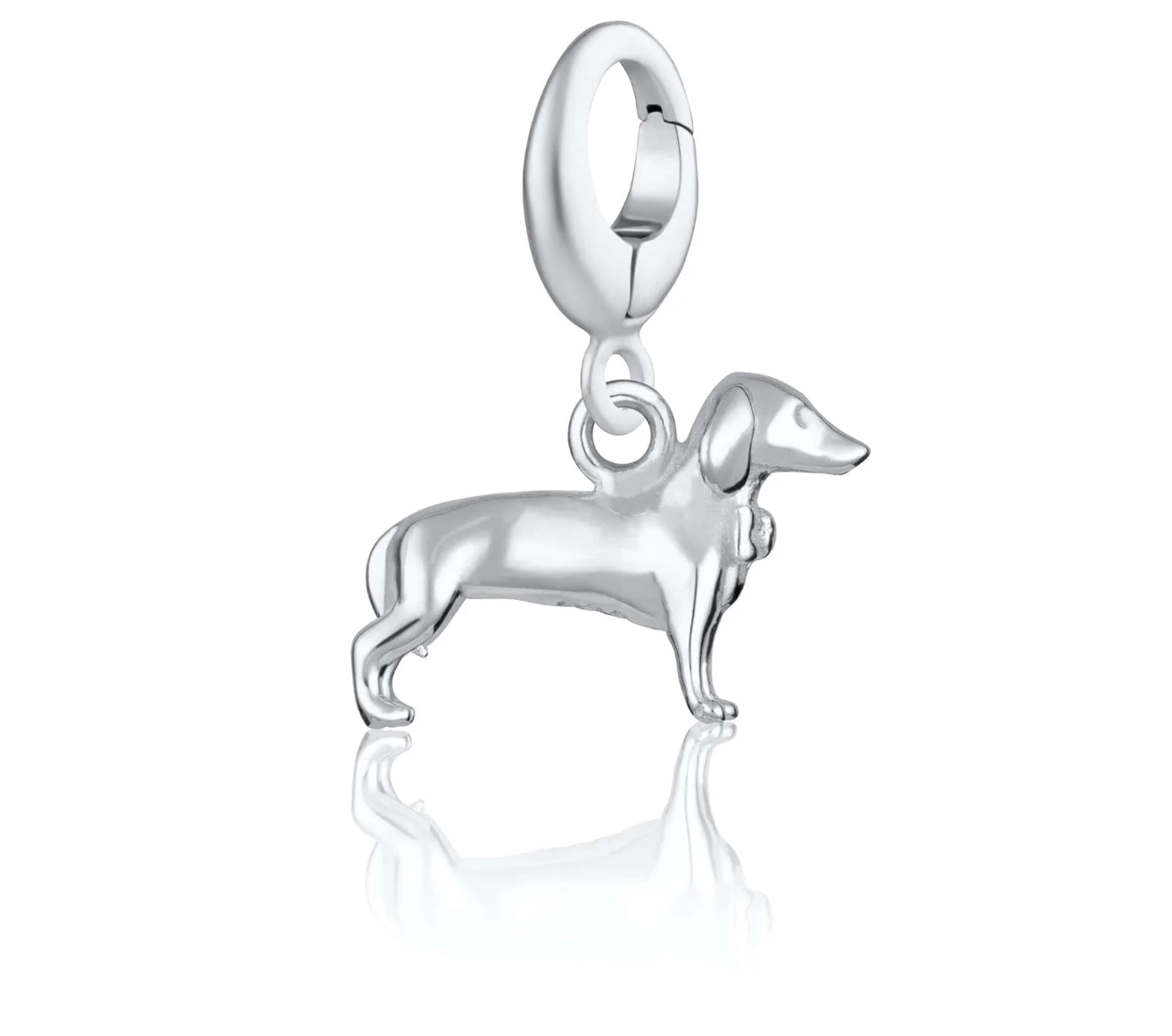 Silver Sausage Dog Charm