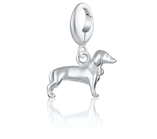 Silver Sausage Dog Charm