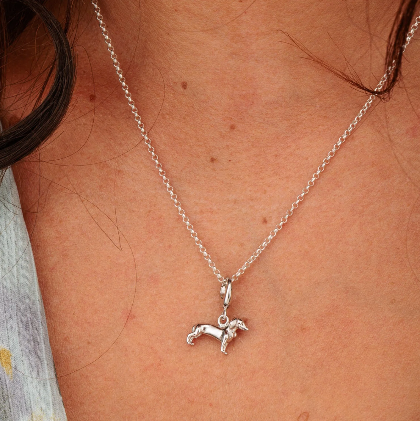 Silver Sausage Dog Charm