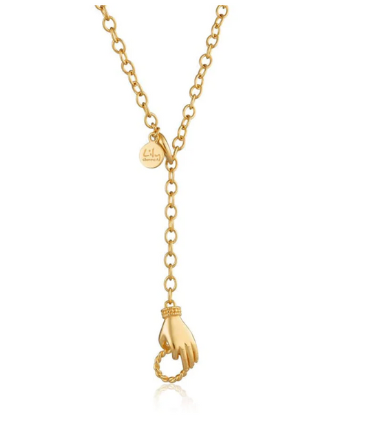 gold plated in safe hands charm collector necklace