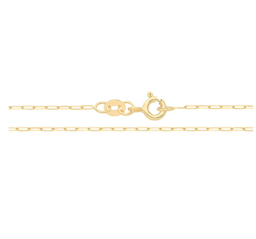 9ct yellow gold fine paperclip chain