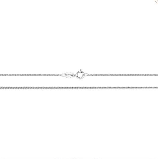 9ct White Gold Double link wheat chain 18"