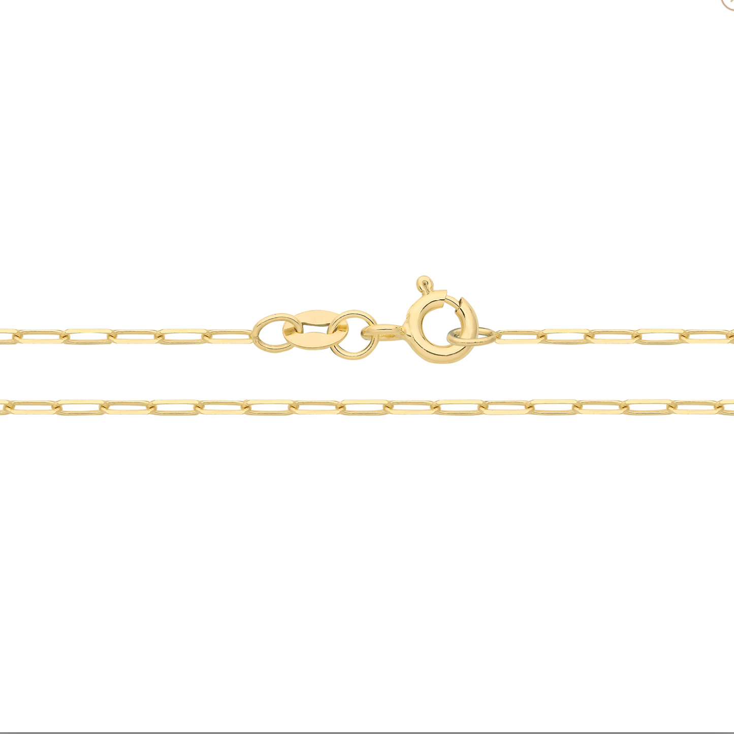 9ct Yellow Gold Fine 16" Paperclip Chain