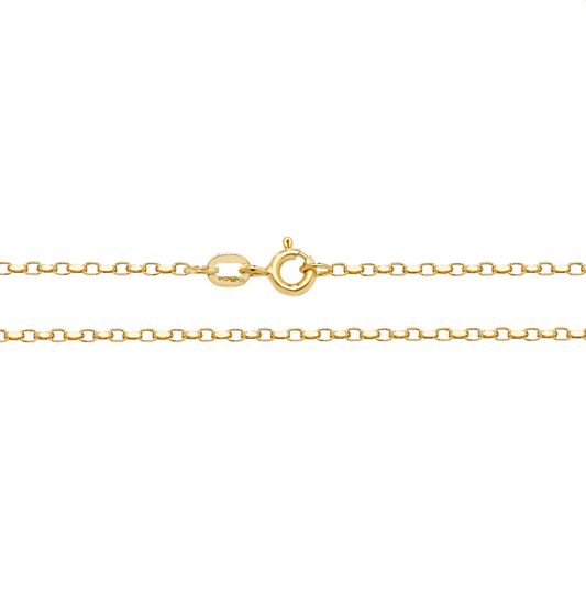 9ct Yellow Gold Faceted Belcher Chain 16"
