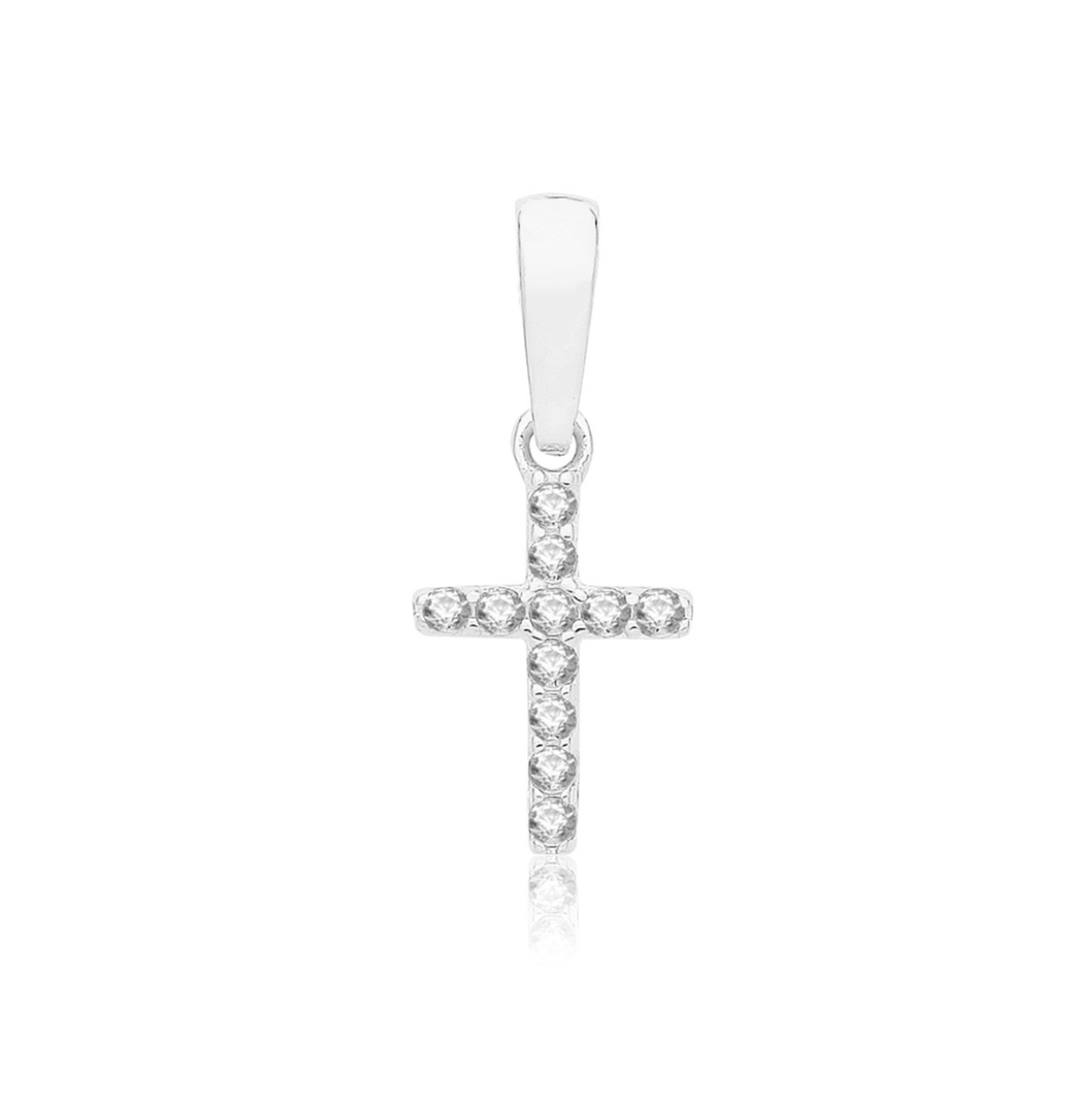9ct White Gold Cubic Zirconia Cross Pendant