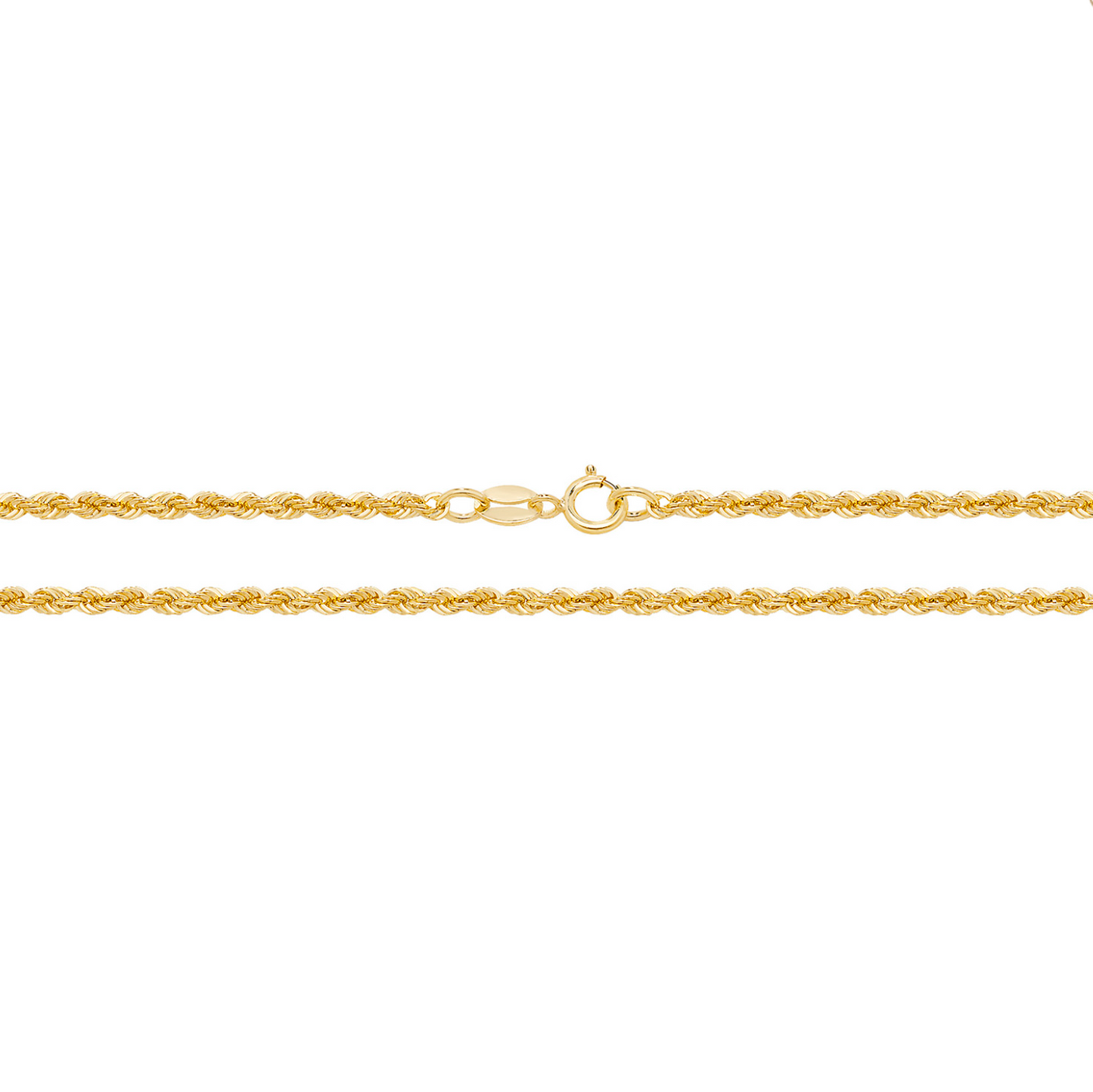 9ct Yellow Gold Rope Chain Bracelet