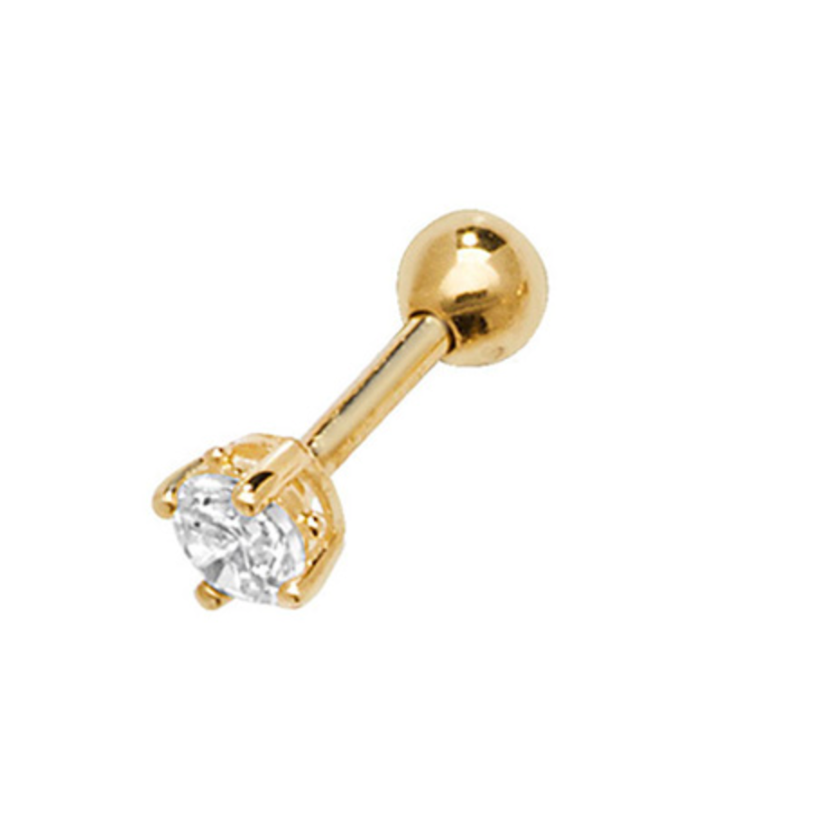 9ct Yellow Gold CZ Stud 6 mm post Cartilage Earring