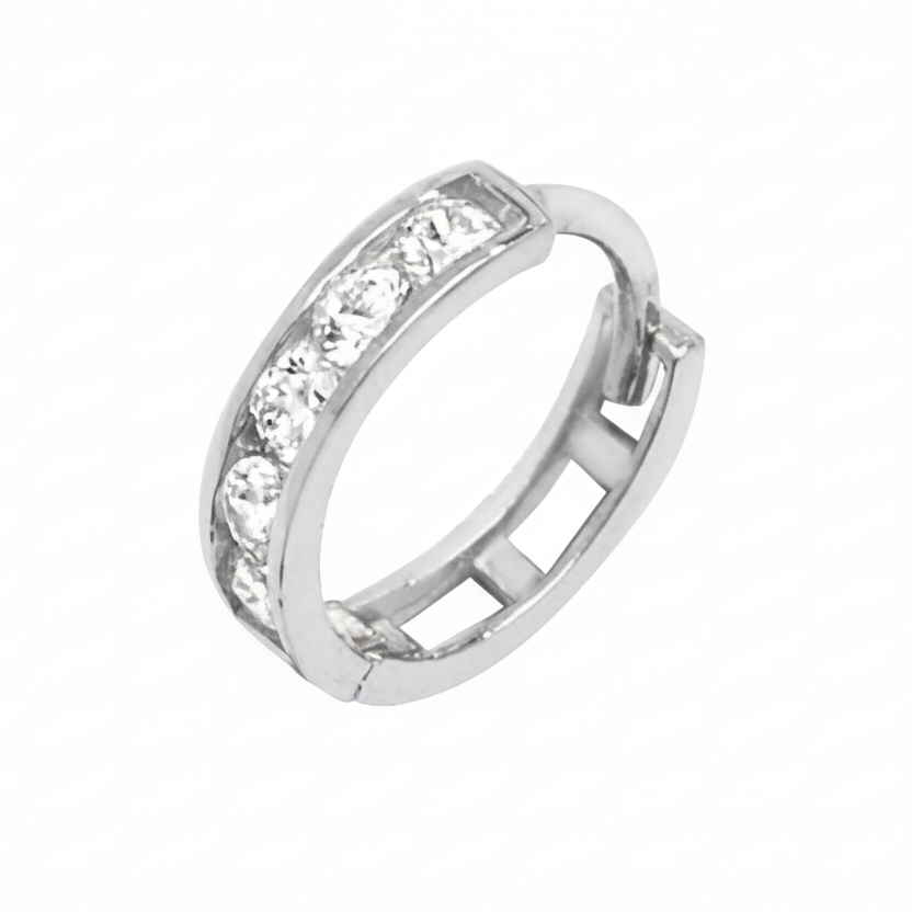 9ct white gold cubic zirconia cartilage hoop