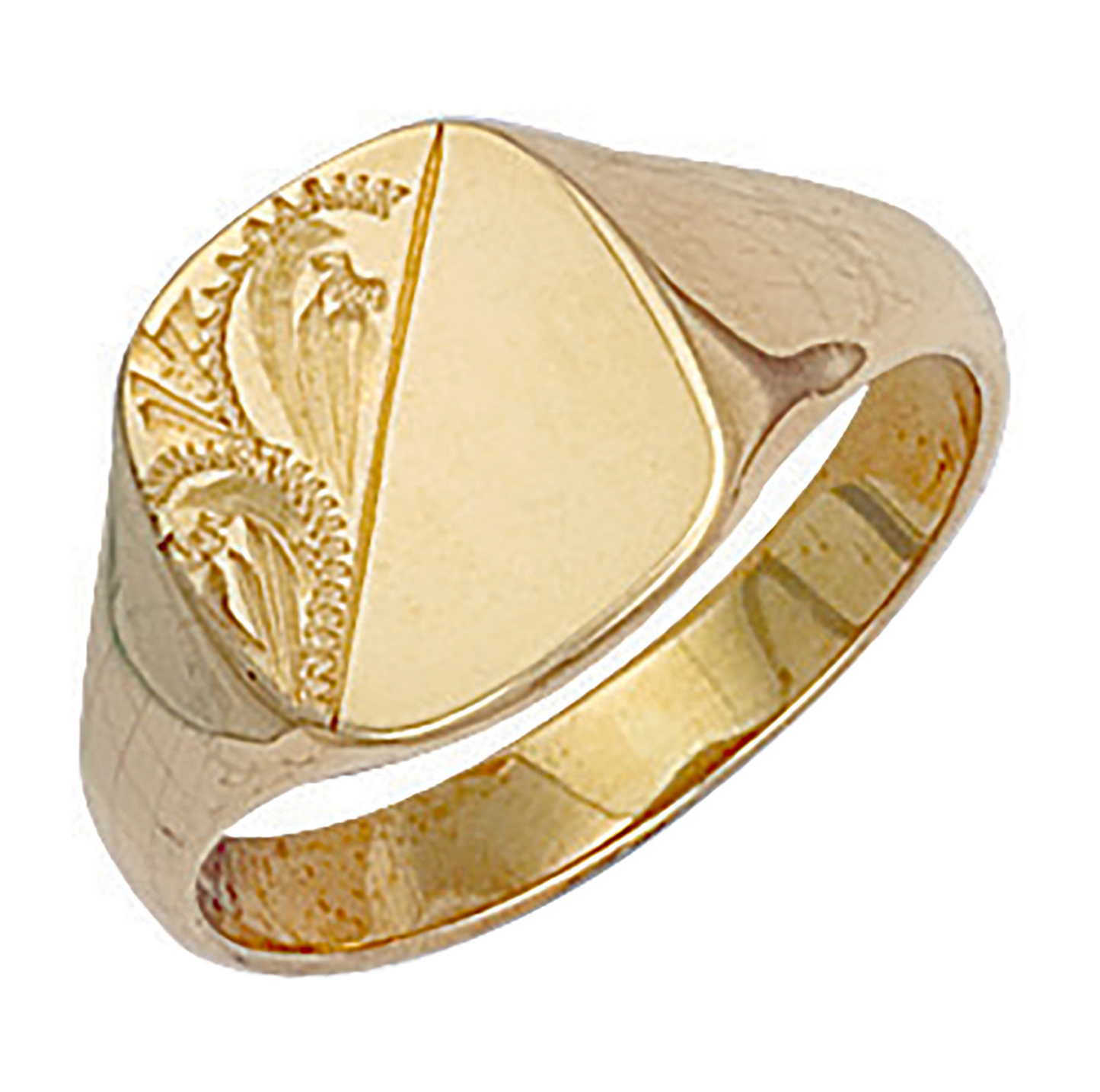 Made To Order Engraved Cushion Signet Ring In 9ct Yellow Gold