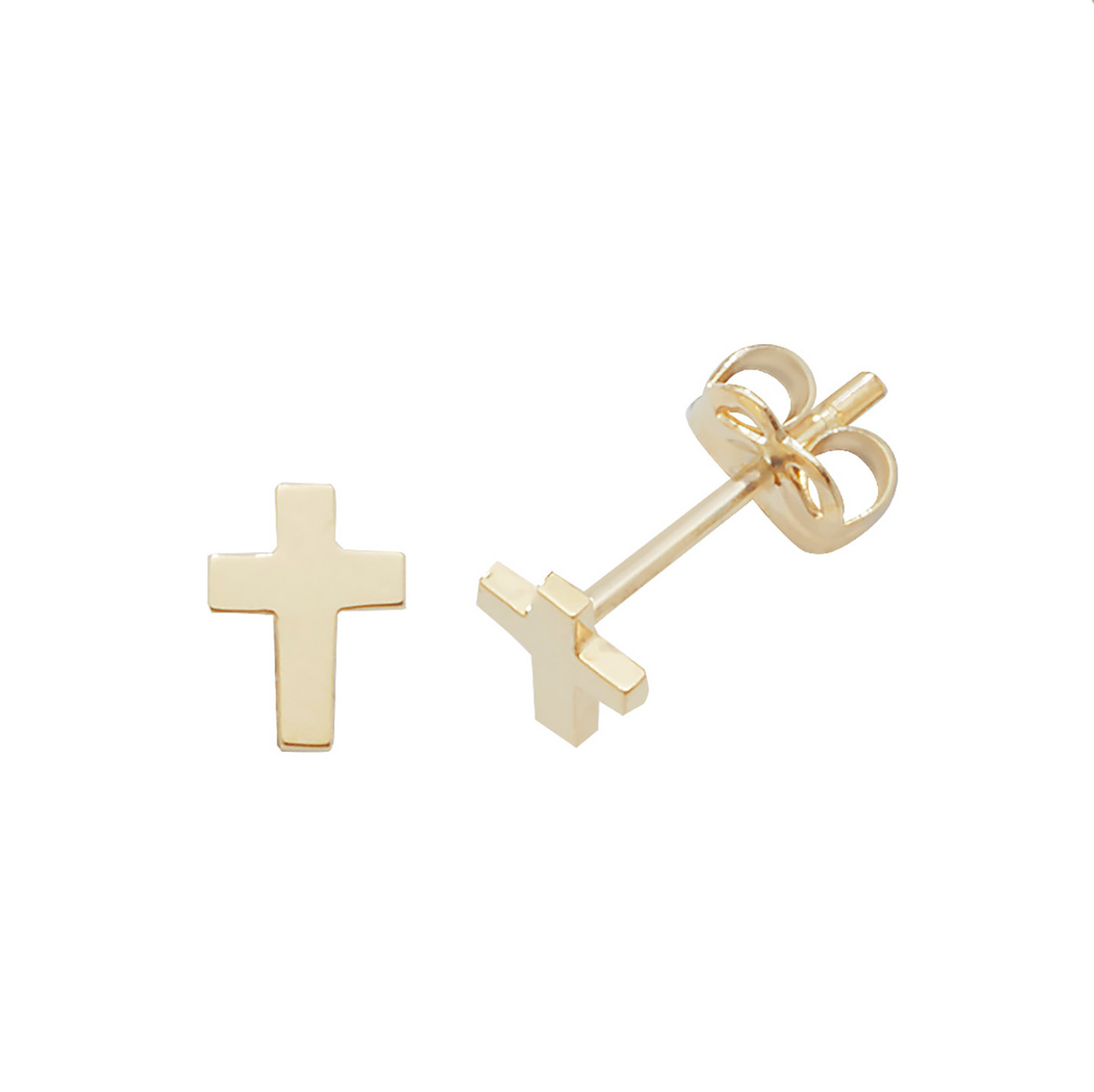 Cross Earrings in 9ct Yellow Gold
