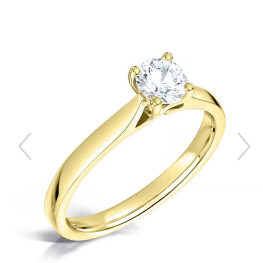 Round Brilliant Cut Diamond Solitaire, 4 Claw Engagement Ring