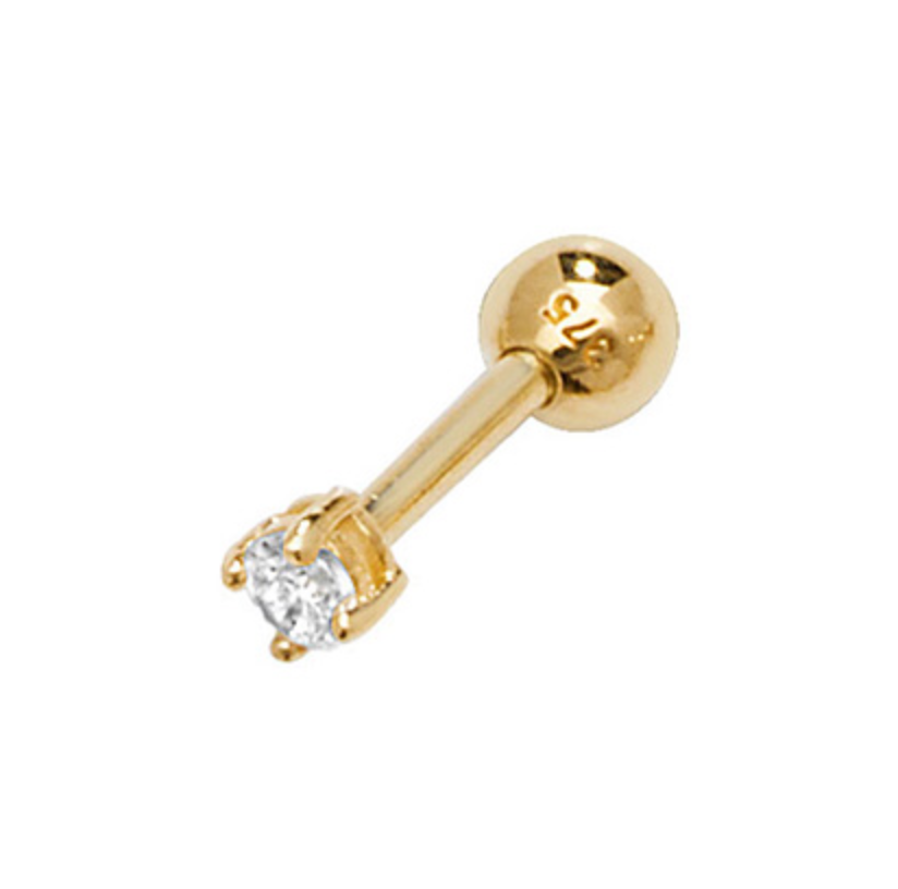 Cubic Zirconia 6mm post stud in 9ct yellow gold
