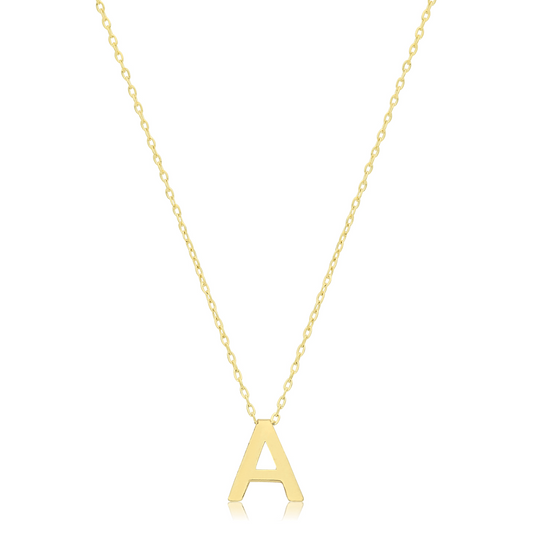9ct Yellow Gold Initial Necklace 'A'