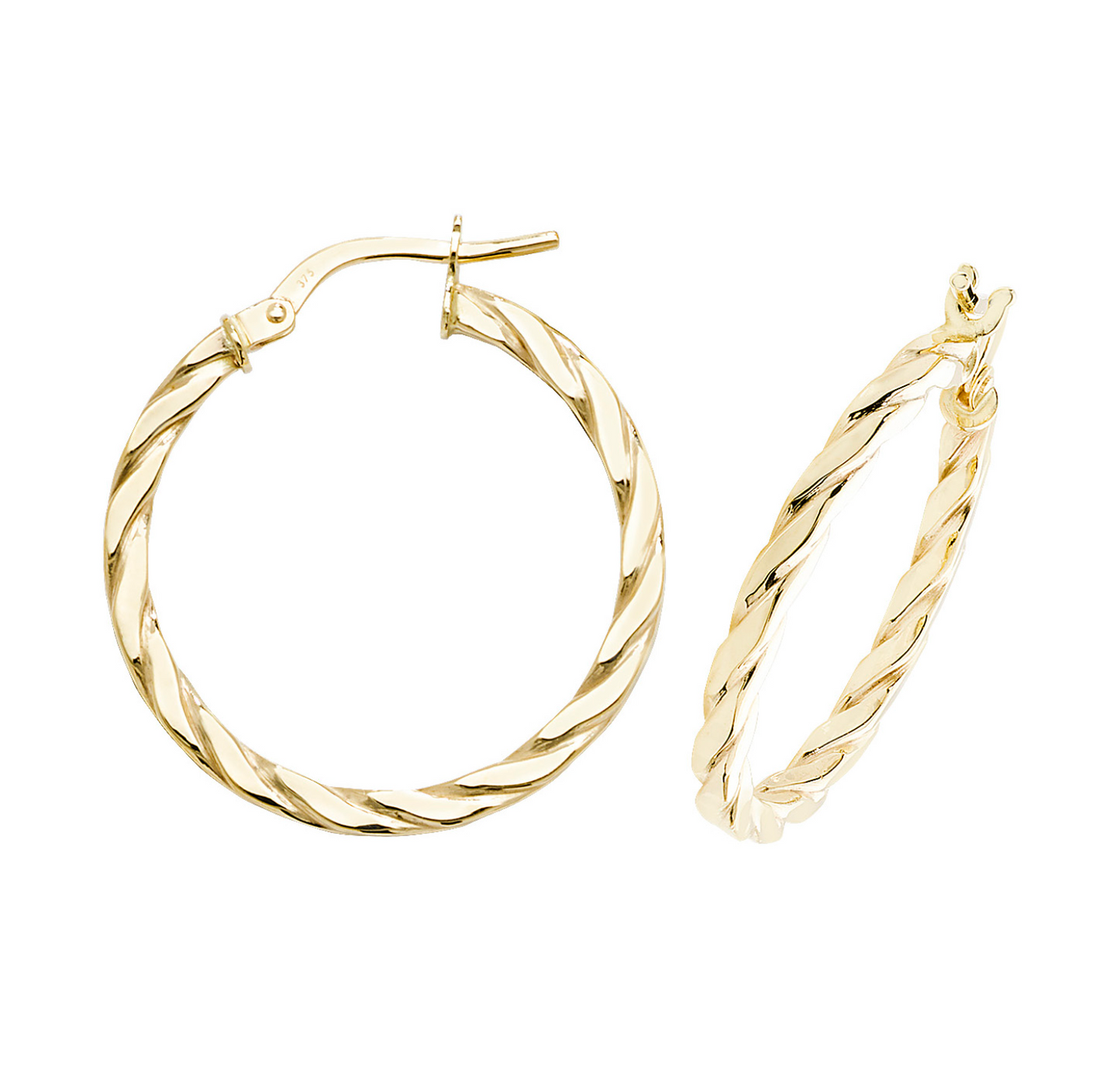 Twisted Hoop Earrings In 9ct Yellow Gold 20mm