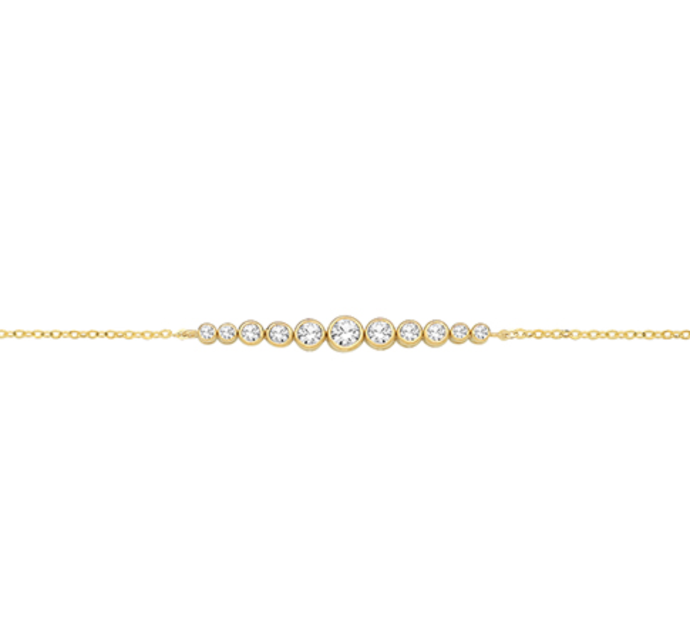 Graduating Cubic Zirconia Bracelet In 9ct Yellow Gold