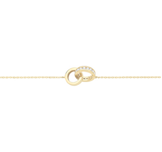 Inetrlocking 9ct Yellow Gold Bracelet With Cubic Zirconia