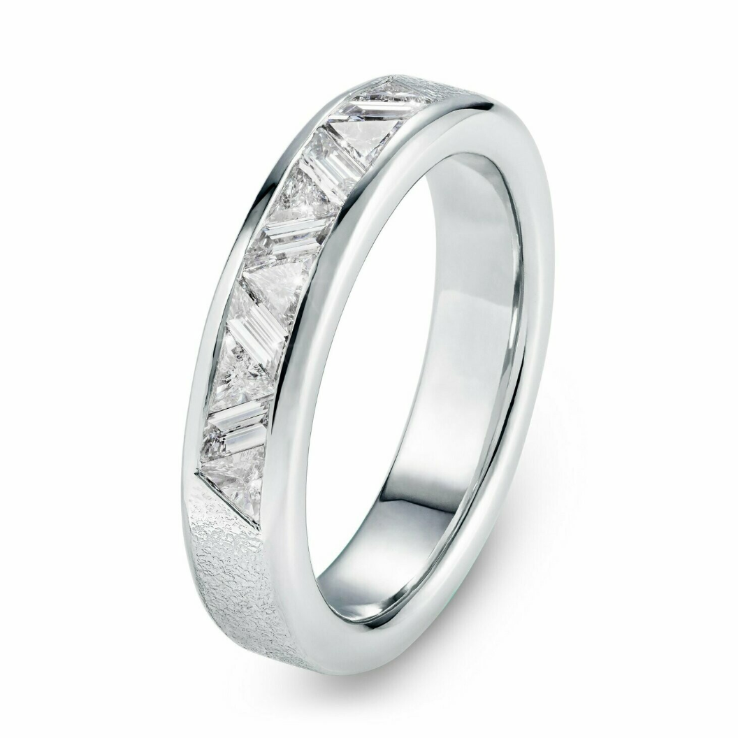 Triangle and Parallelogram 0.54ct Baguette Diamond Band Platinum