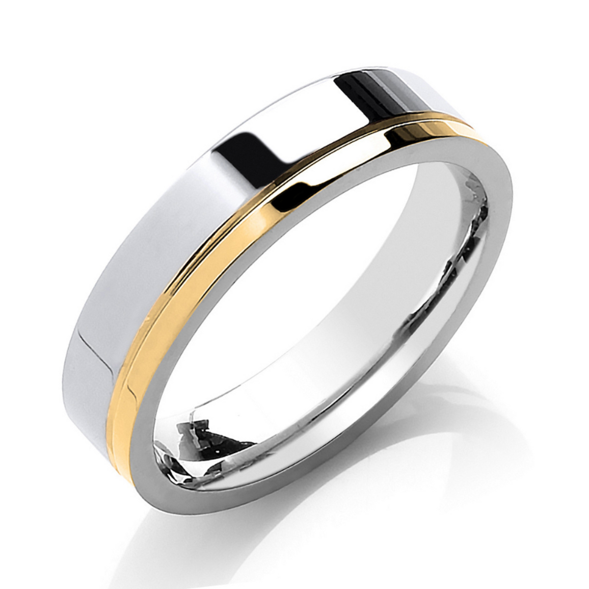 Flat Court Two Colour Side Groove Wedding Band