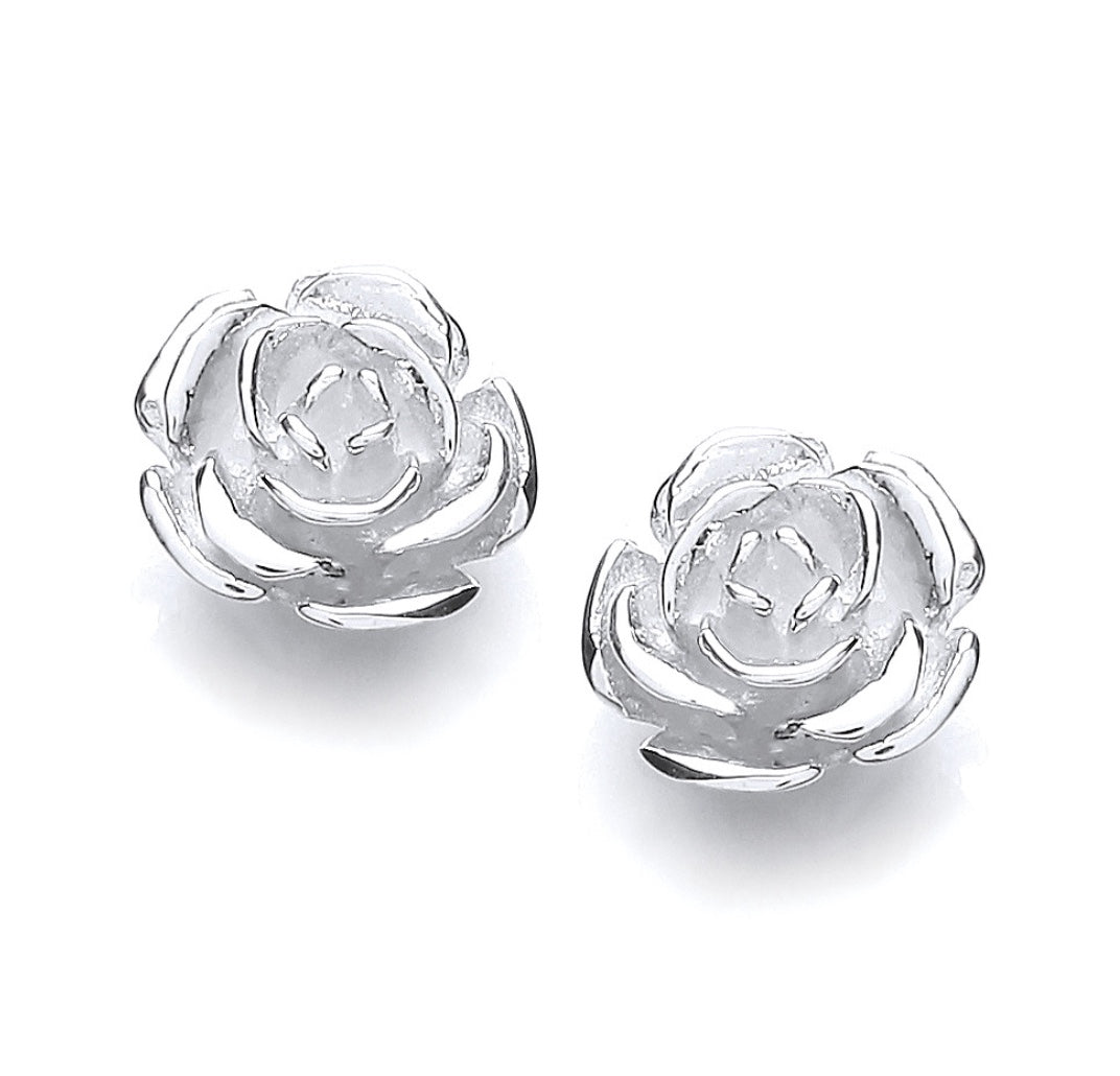 925 Sterling Silver Rose Stud Earrings