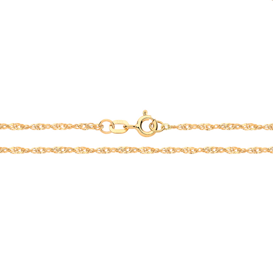 9ct Yellow Gold Twisted Singapore Chain 16" to 24''
